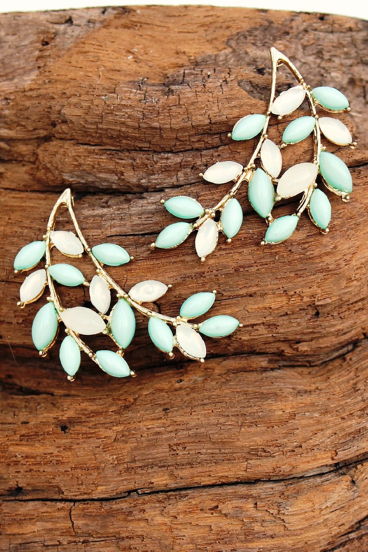 Marquise Leaf Earrings, Mint