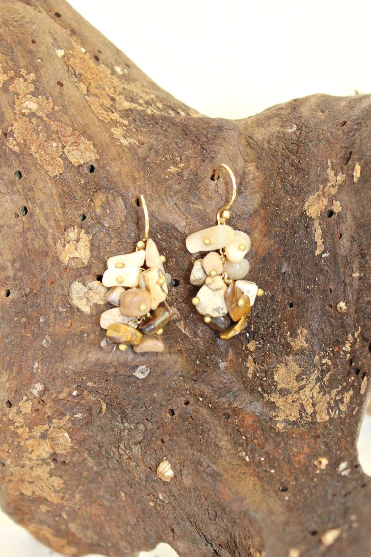 Stone Chip Earrings, Beige