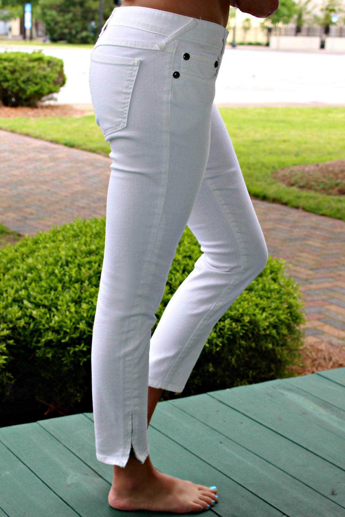 Free People: Cropped Skinny Jeans, White