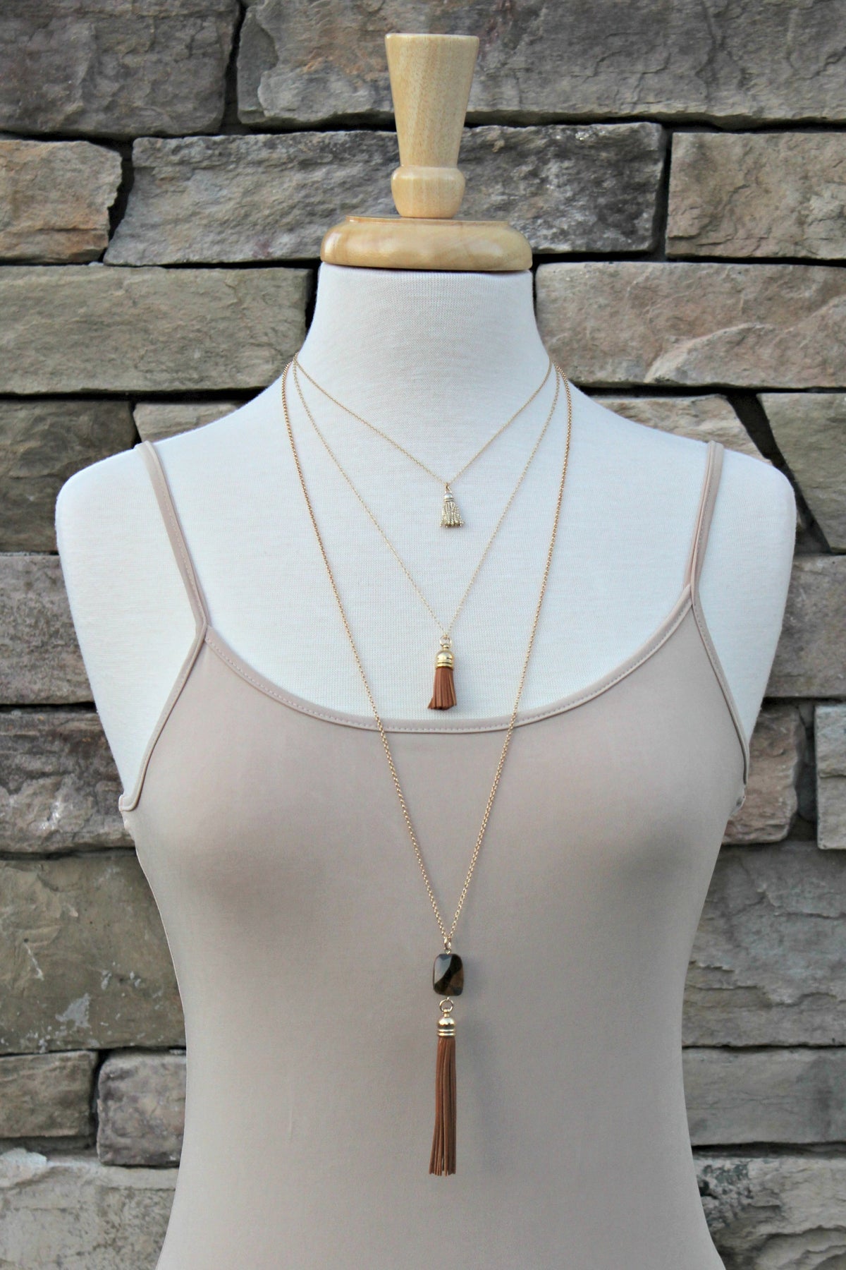 Triple Layered Necklace, Brown