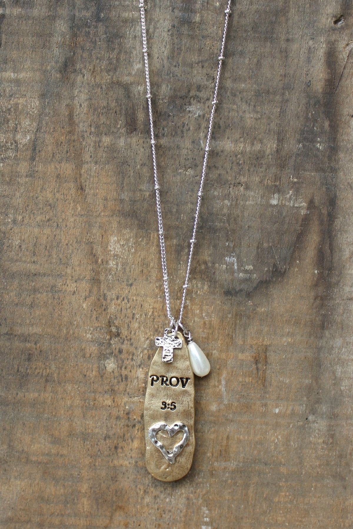 Proverbs 3:5 Necklace, Gold