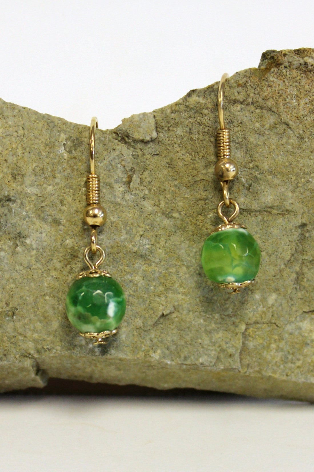 Single Mini Bead Earrings, Green