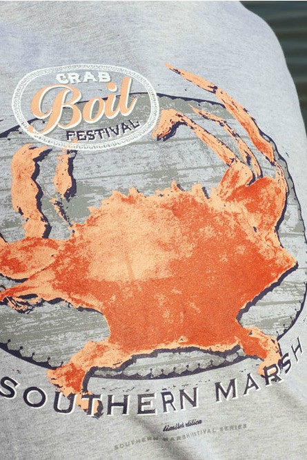 Southern Marsh: &quot;Crab Boil Festival&quot; Tee, Light Gray