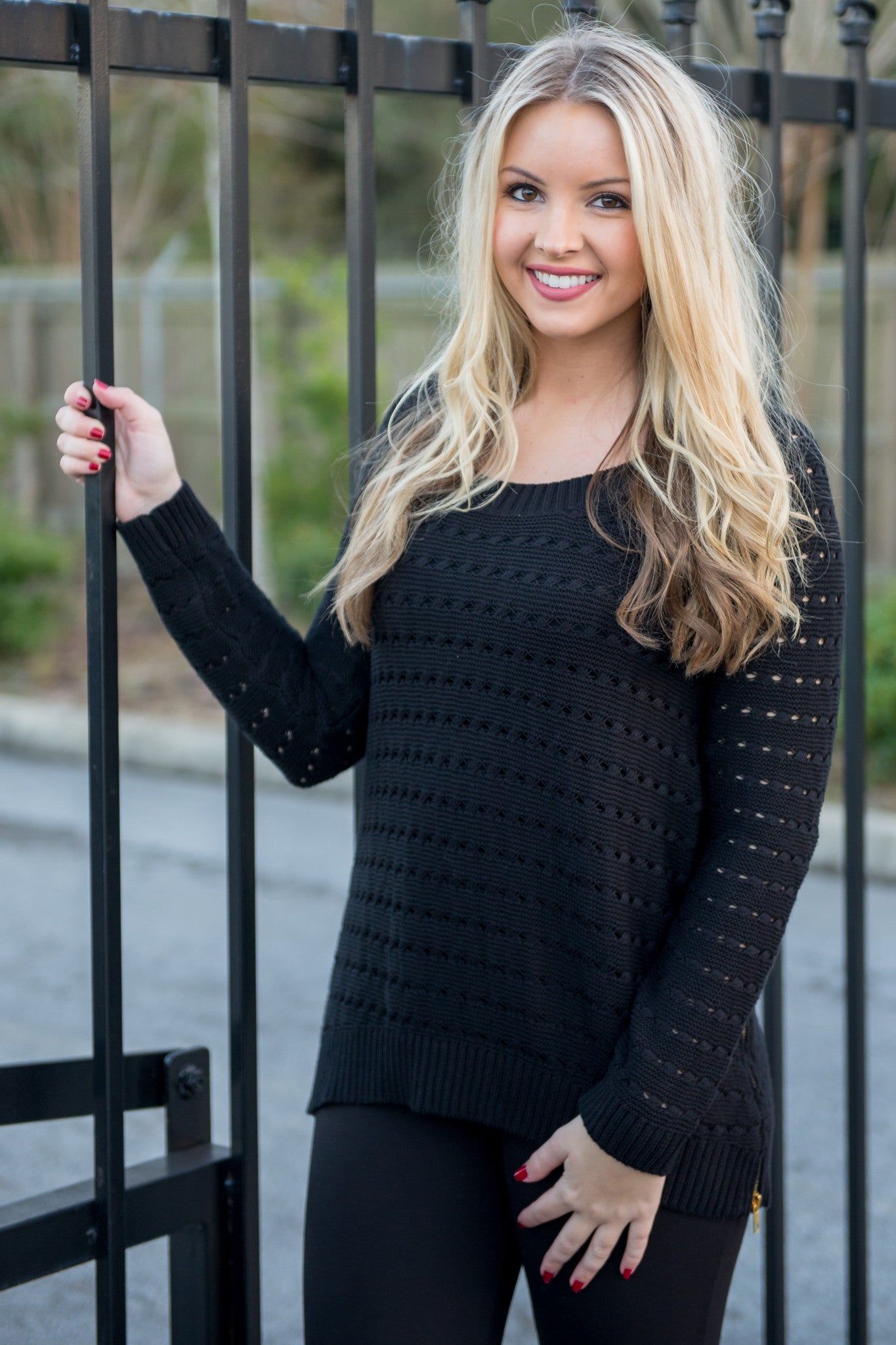 BCBGeneration: Lacey Knit Sweater, Black