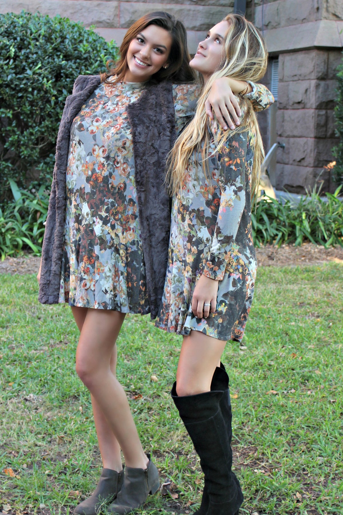 Uncle Frank: Fall Floral Dress, Gray