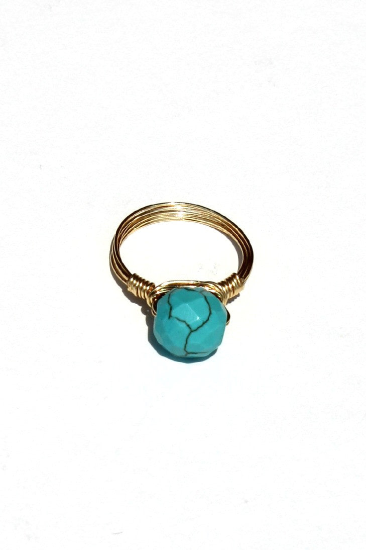 Swara Jewelry: Round Gemstone Ring, Turquoise