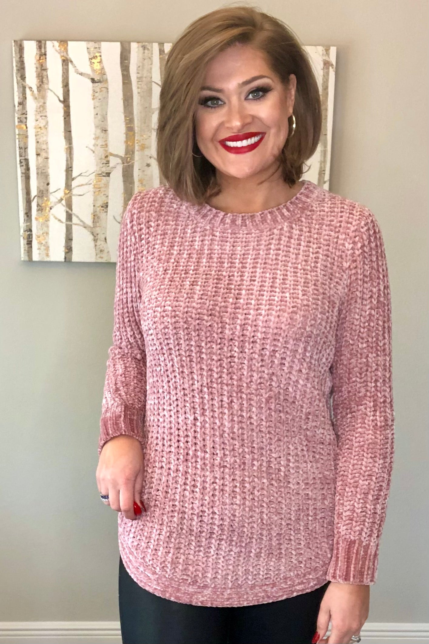 Chenille Sweater, Pink