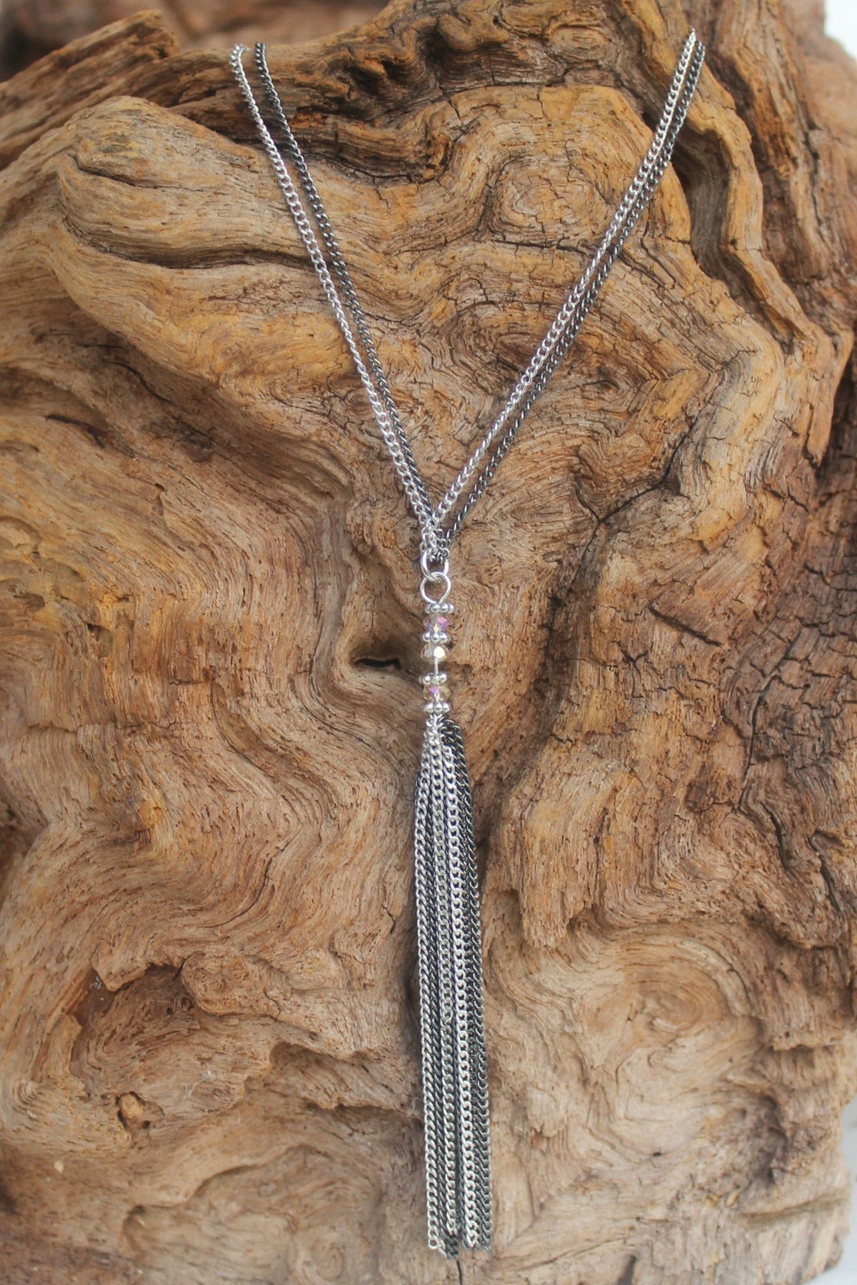 Metal Tassel Chain Pendant, Silver
