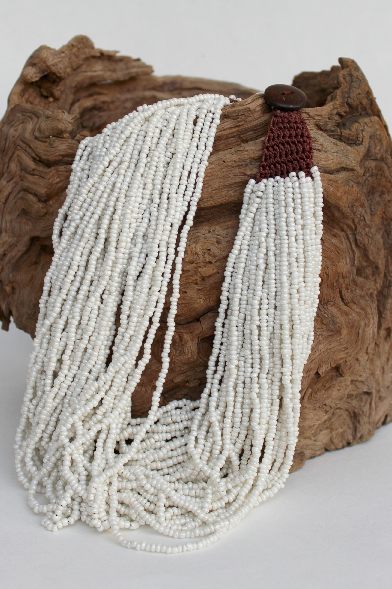 Multi Strand Beaded Necklace, White