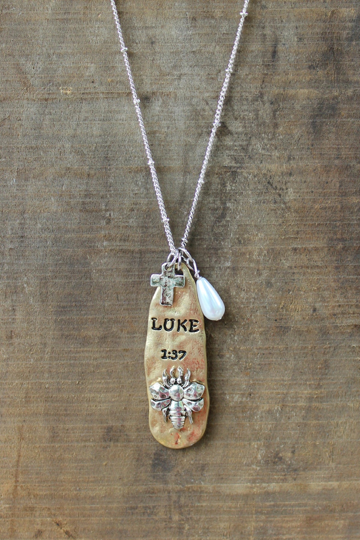 Luke 1:37 Necklace, Gold