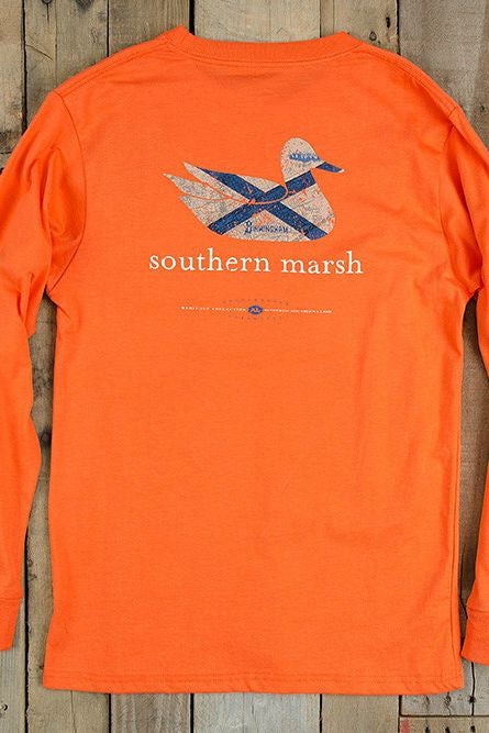 Southern Marsh Authentic Heritage Long Sleeve Tee - Oklahoma Orange, Pocket, Lightweight Cotton - View #3