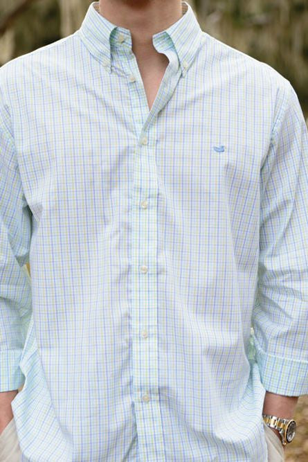 Southern Marsh: Muscovy Check Dress Shirt, Lilac, Lime, and Teal