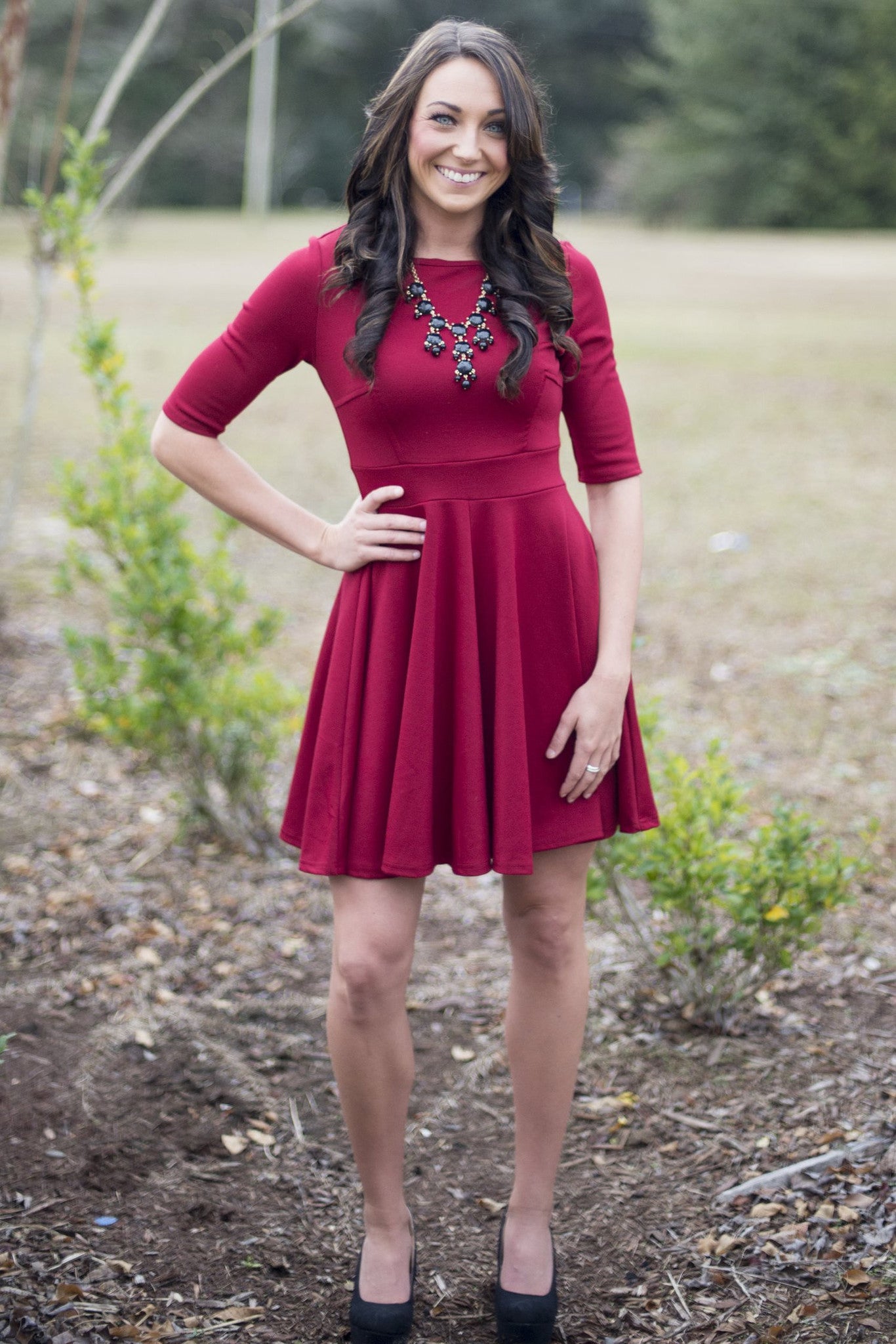 Olivia Dress, Burgundy