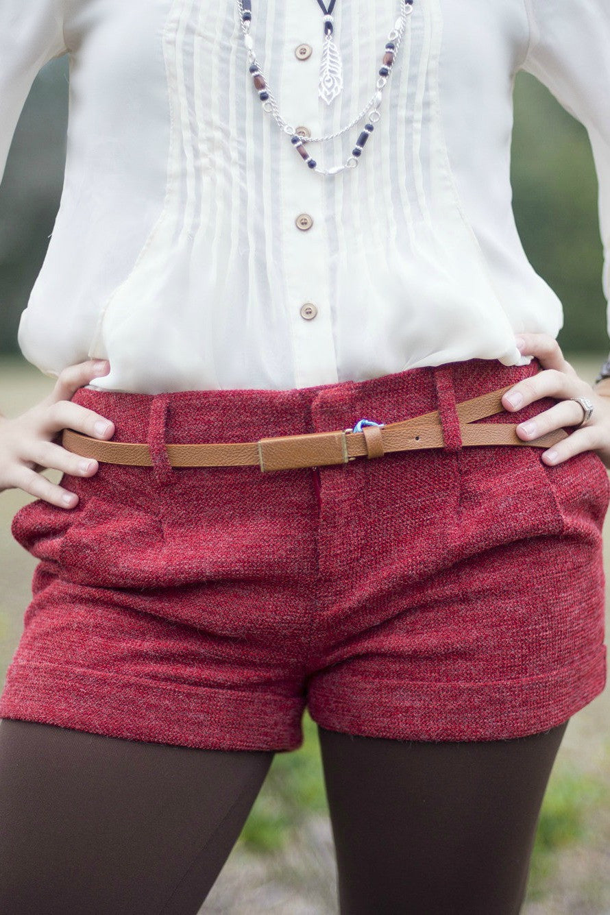 Textured Shorts, Red