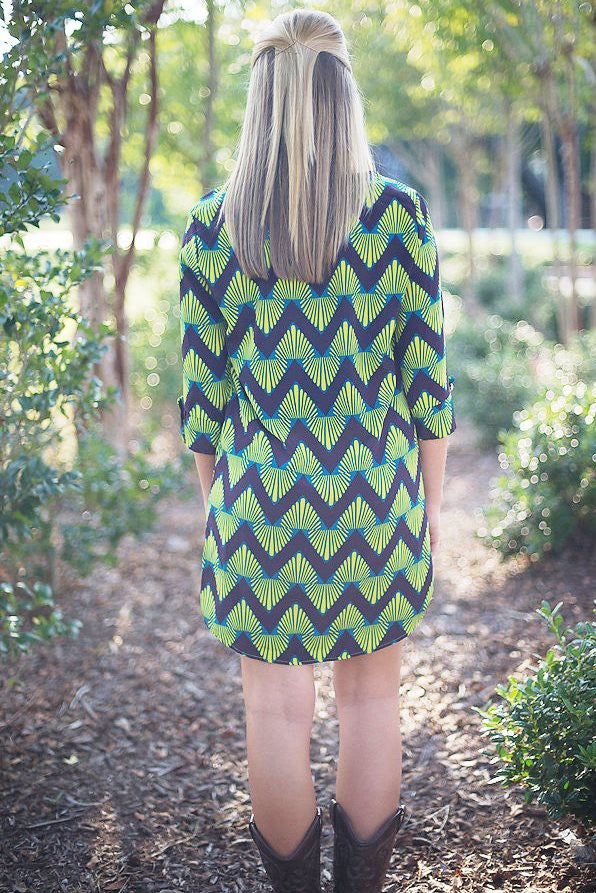 Olive Dress, Green/Purple