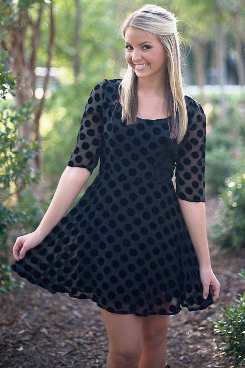 Mink Pink: Laiken Dotted Dress, Black