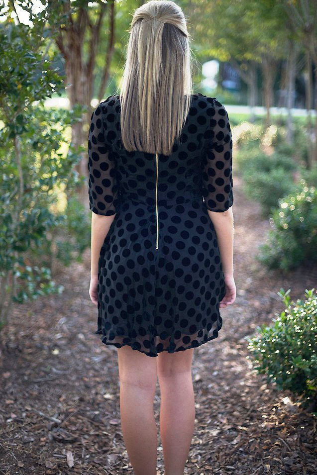 Mink Pink: Laiken Dotted Dress, Black