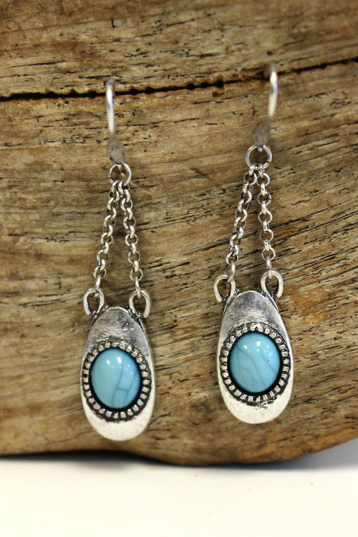 Chain and Frame Earrings, Turquoise
