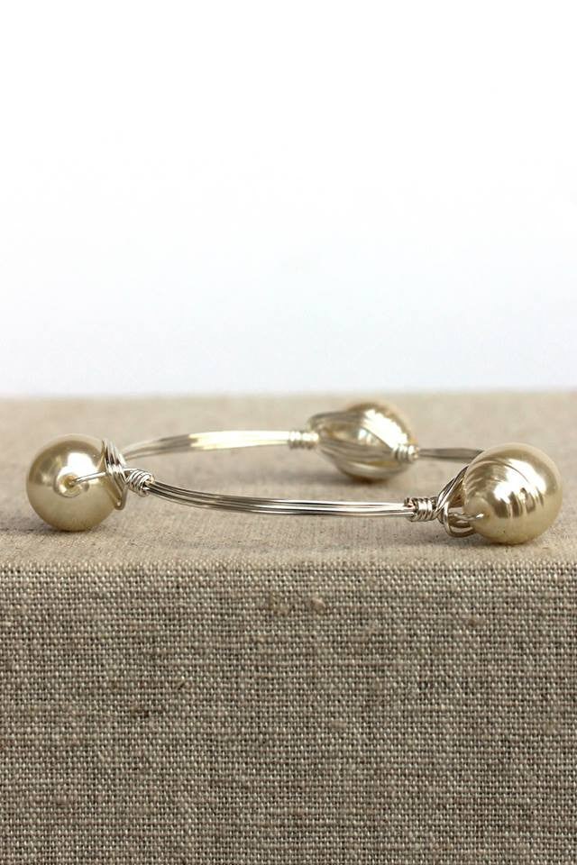 Pearl Bangle, Silver