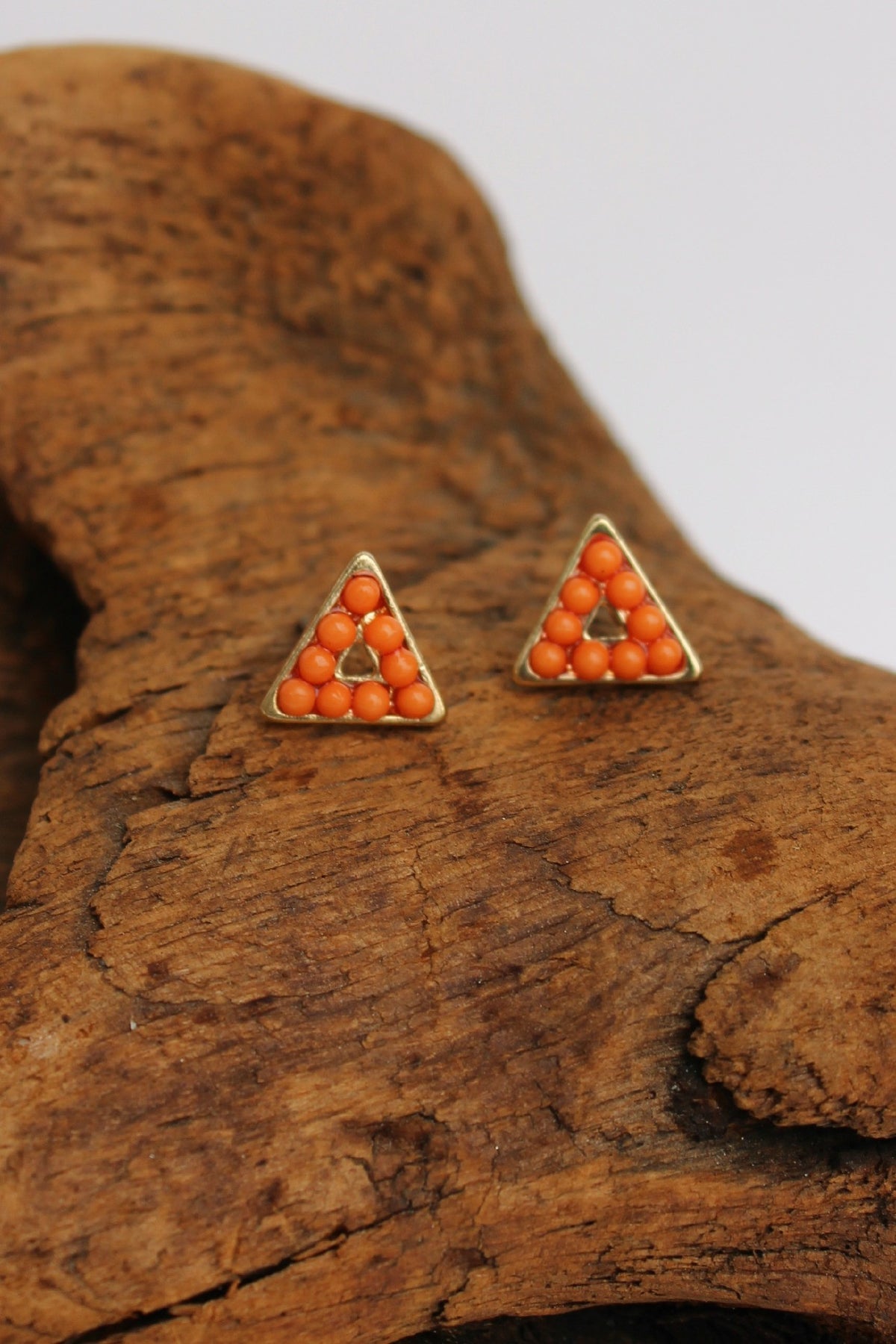 Beaded Triangle Earrings, Orange