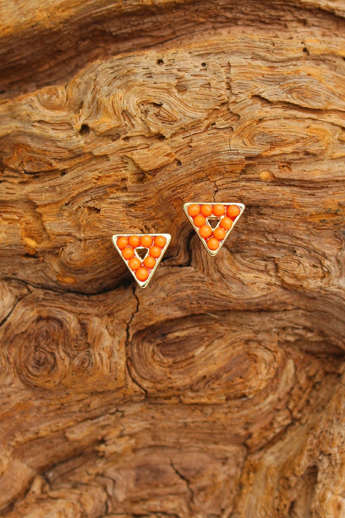 Beaded Triangle Earrings, Orange