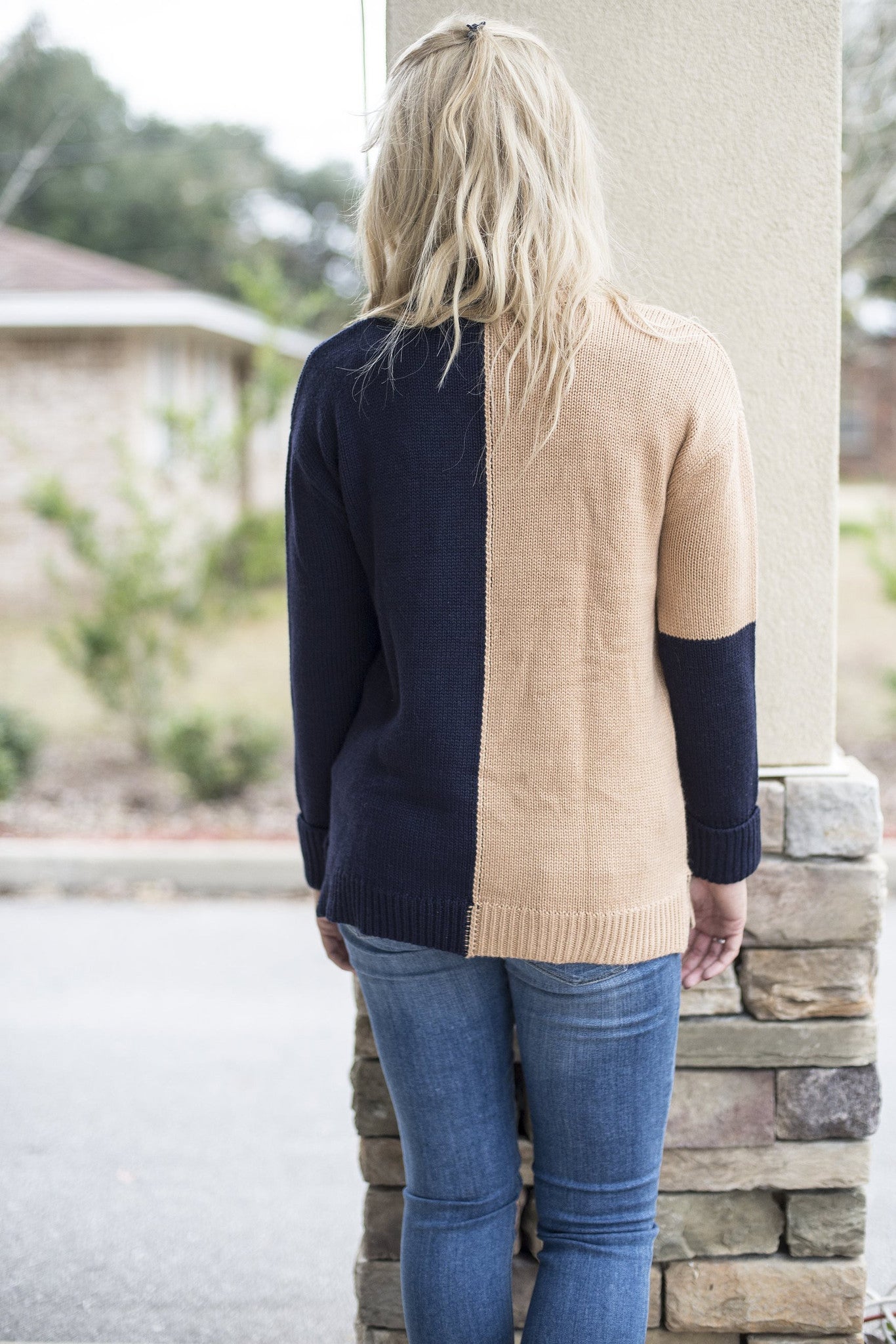 525 America: Gloria Sweater, Taupe/Navy