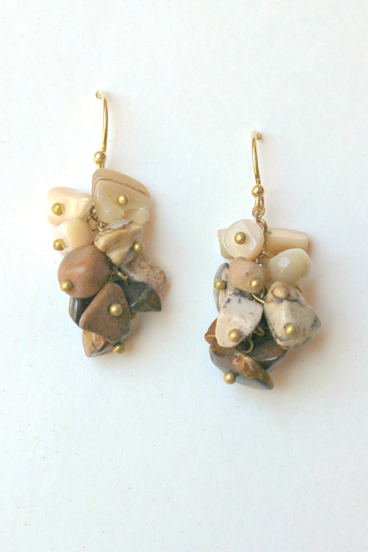 Stone Chip Earrings, Beige