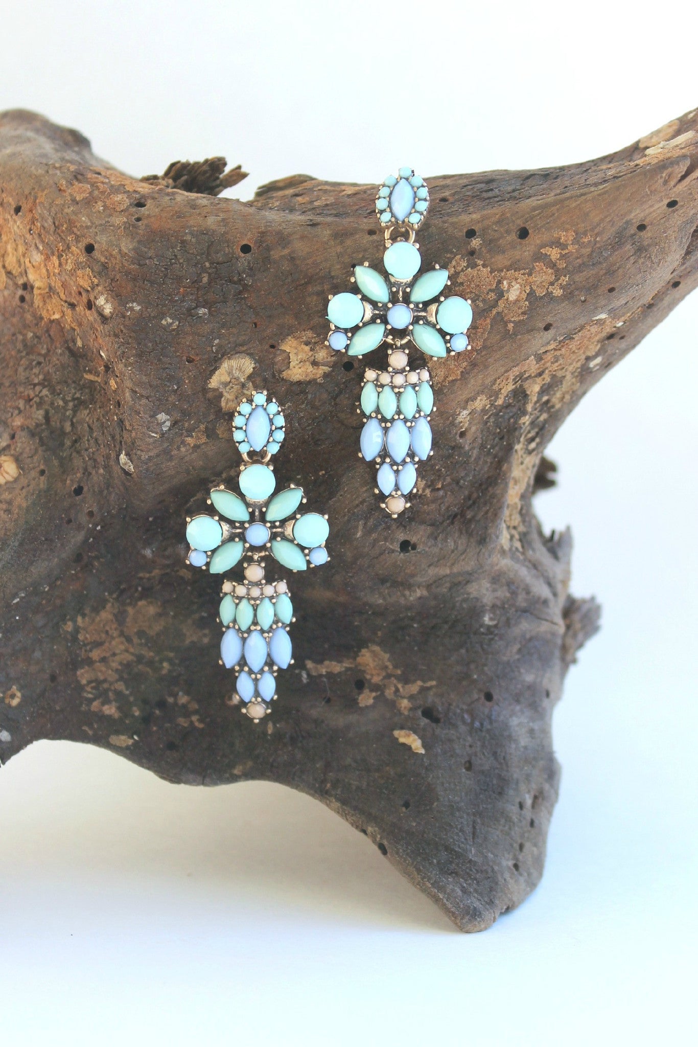 Marquise Flower Earrings, Mint
