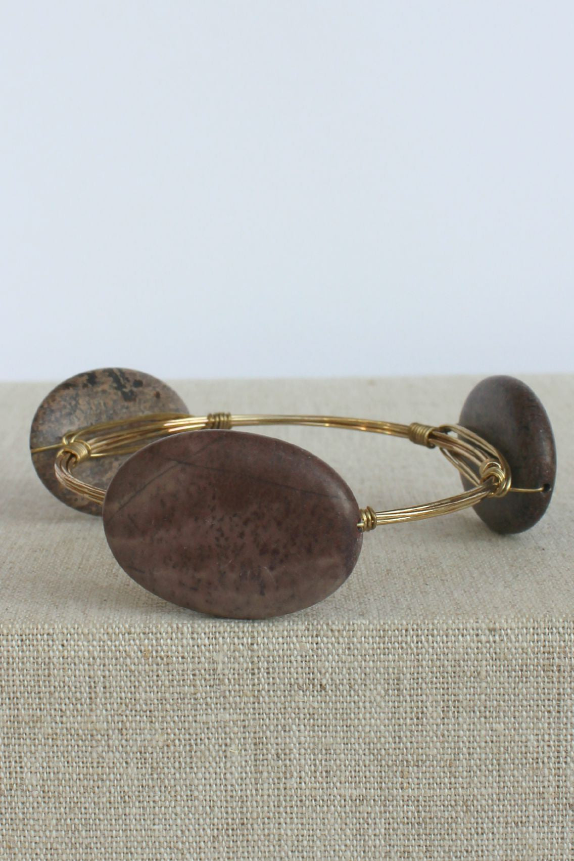 Oval Stone Bangle, Brown