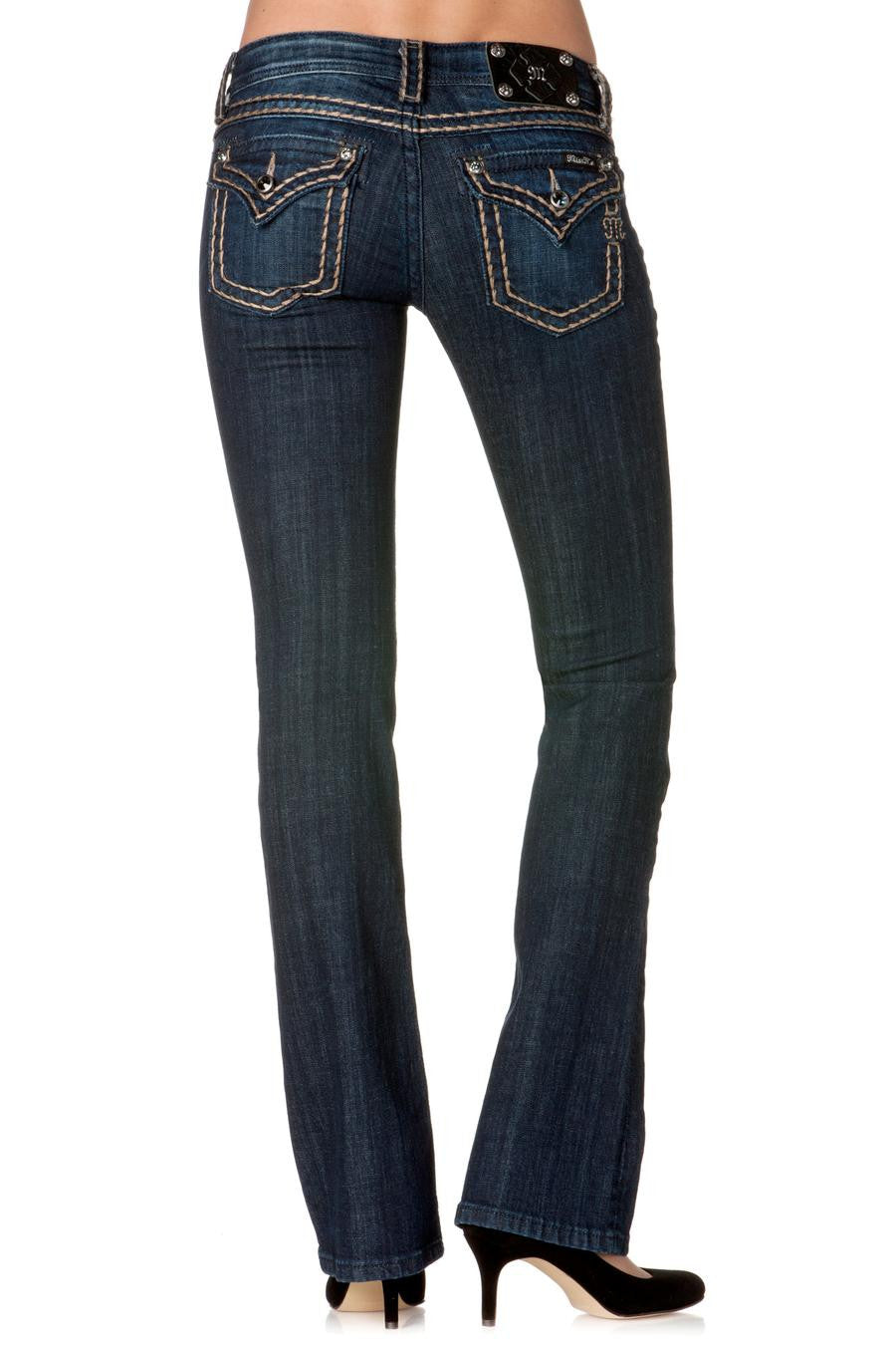 Miss Me: Britney Boot-Cut Denim, Dark Blue