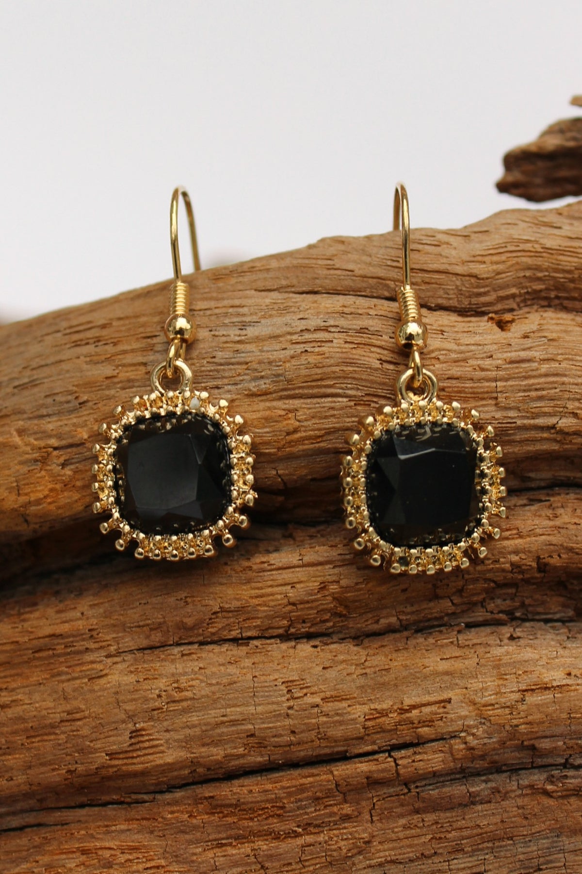 Beaded Trim Earrings, Black