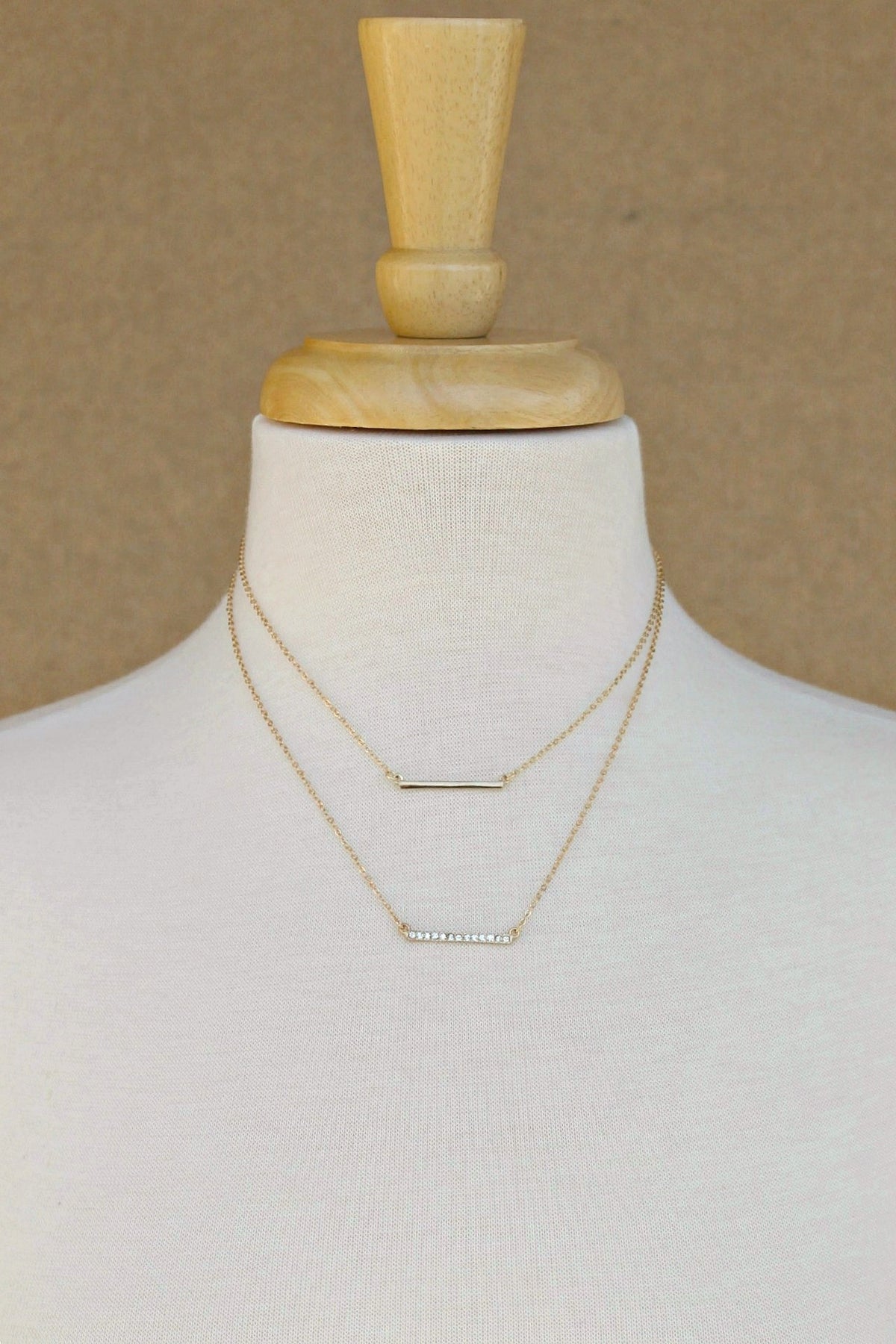 Double Bar Necklace, Gold