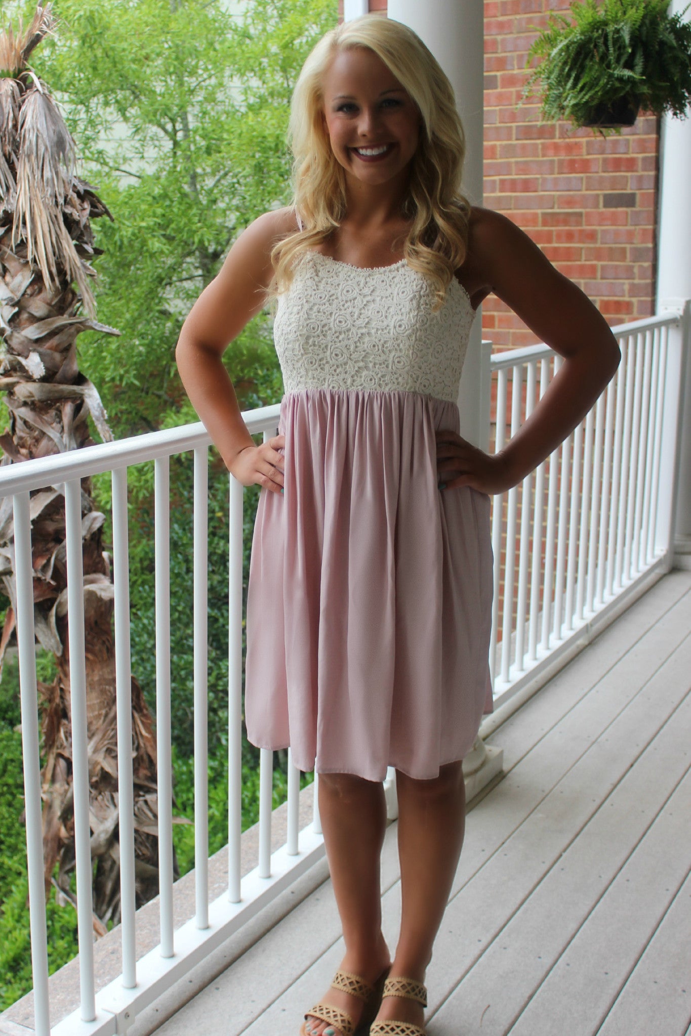 Monica Dress, Ivory/Blush