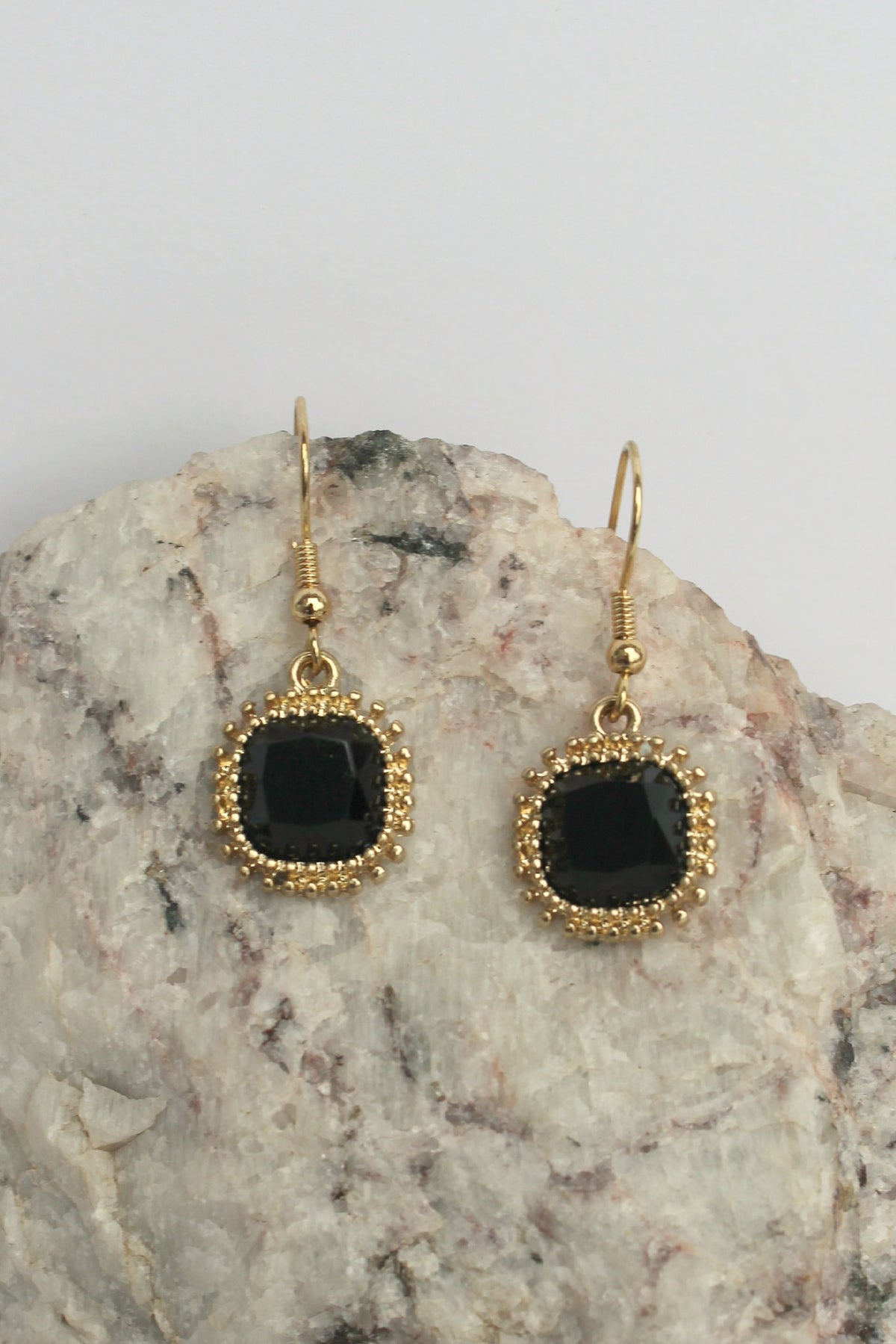 Beaded Trim Earrings, Black
