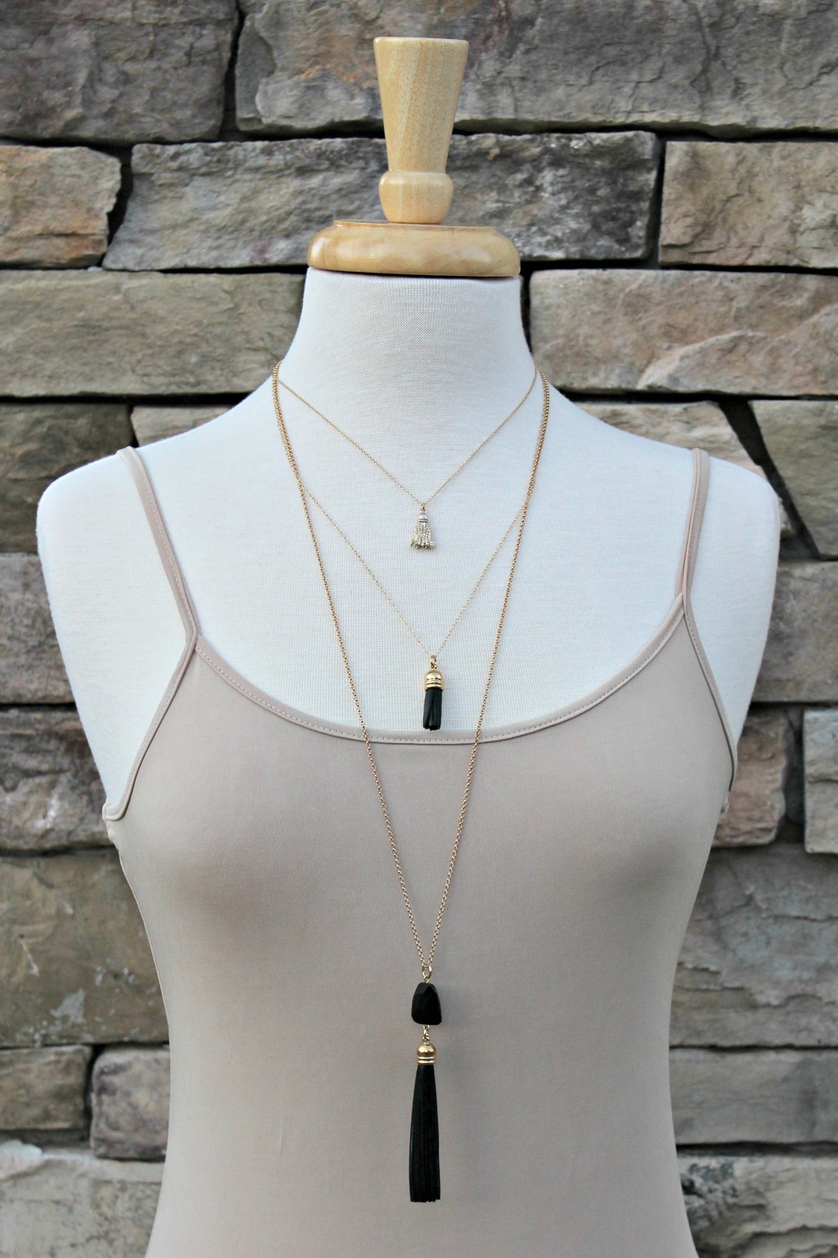 Triple Layered Necklace, Black