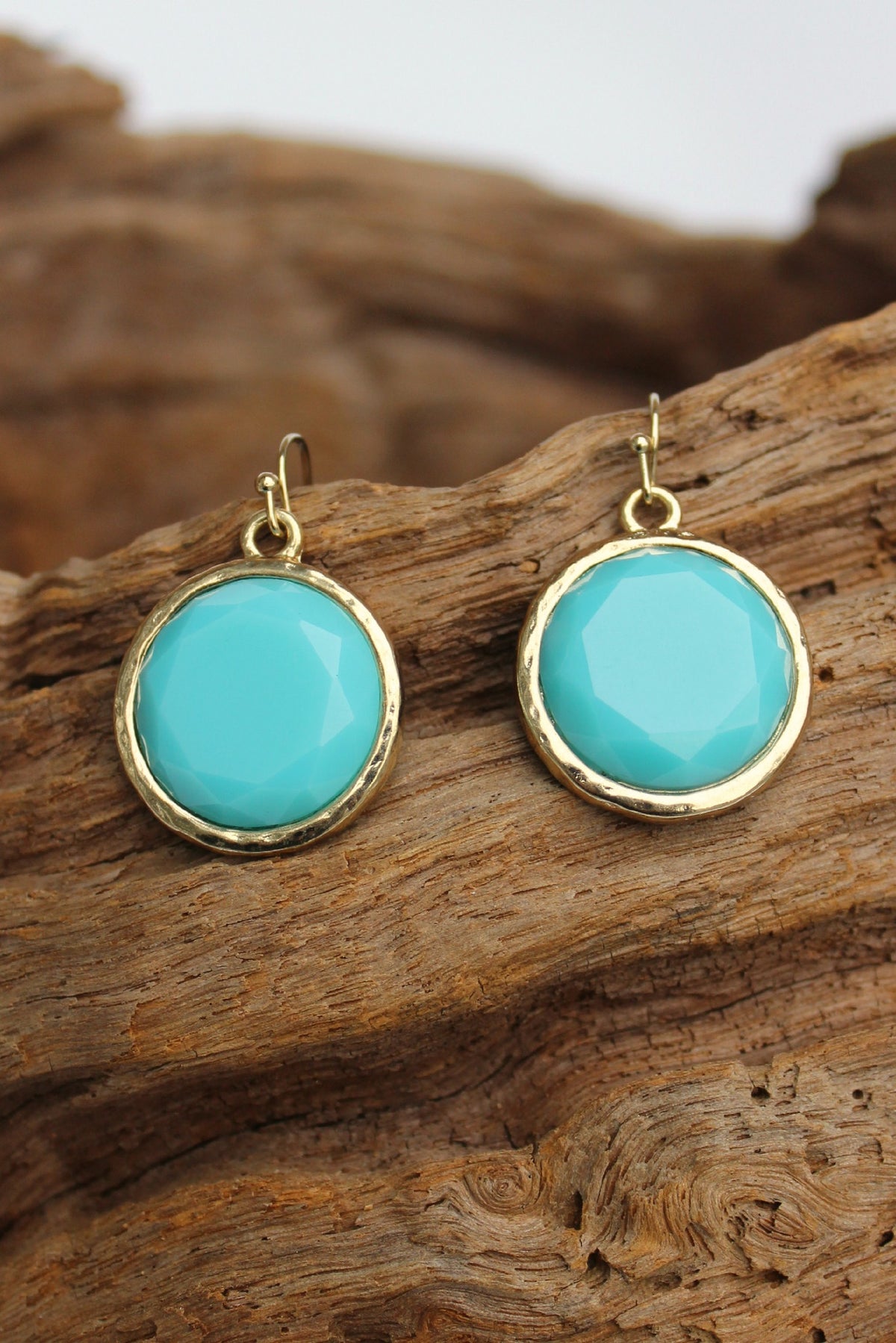 Round Earrings, Blue