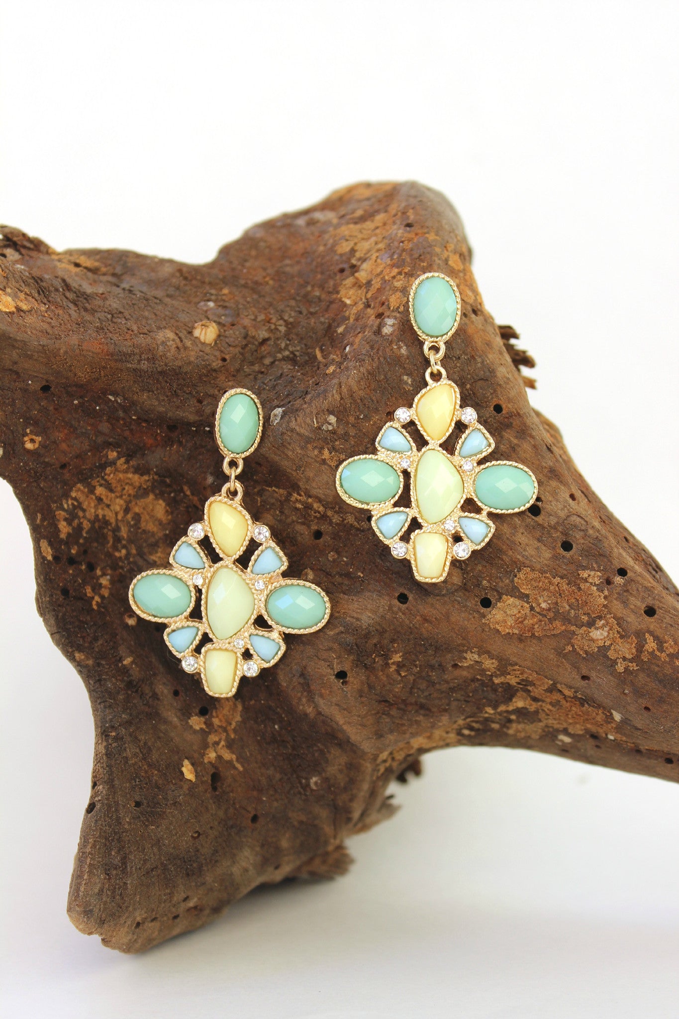 Cluster Drop Earrings, Mint