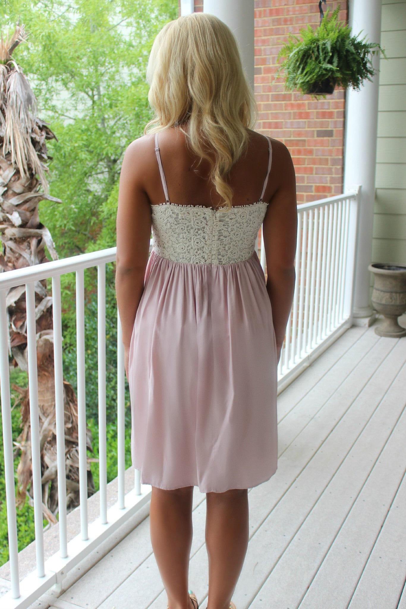 Monica Dress, Ivory/Blush