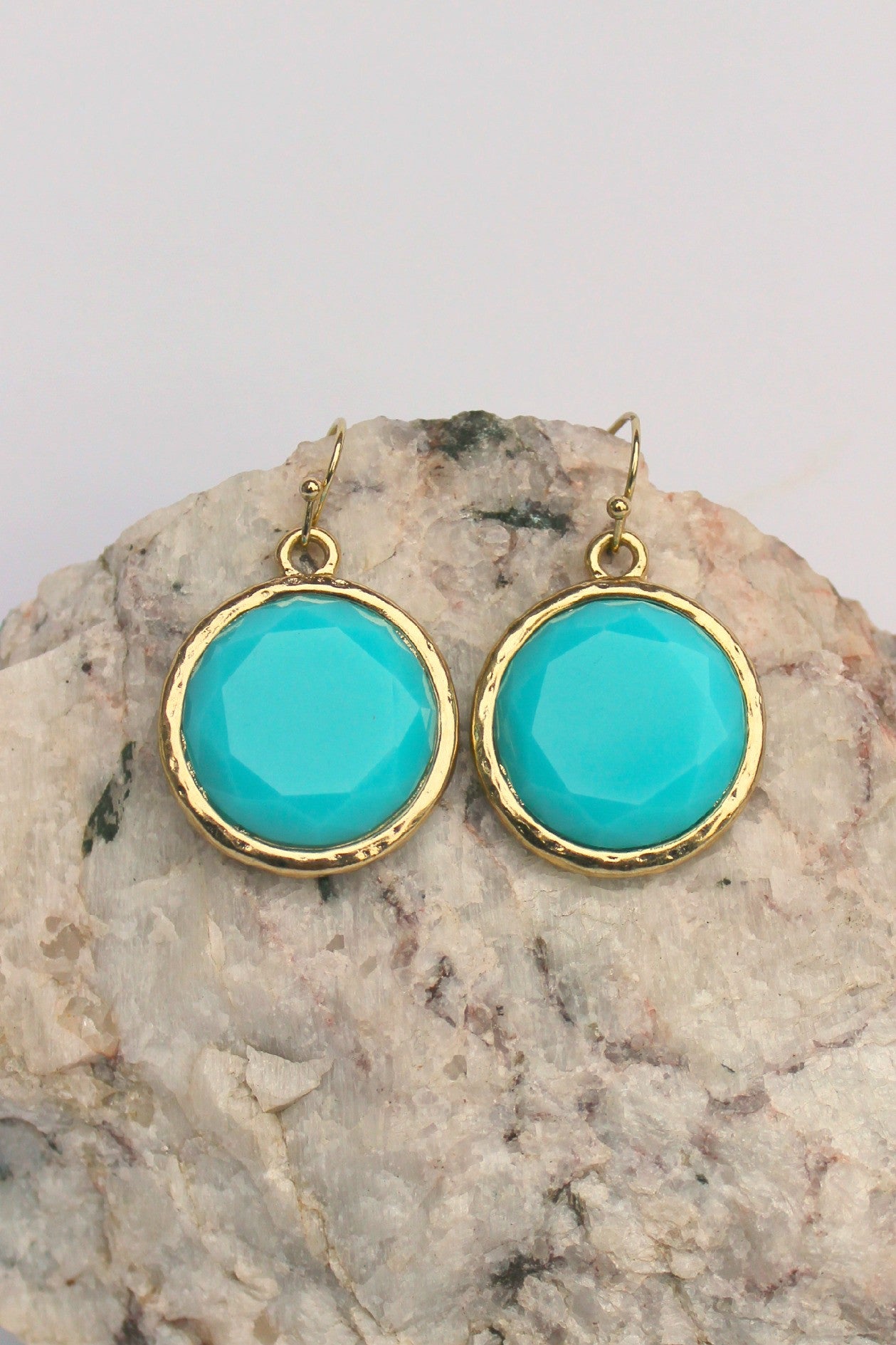 Round Earrings, Blue