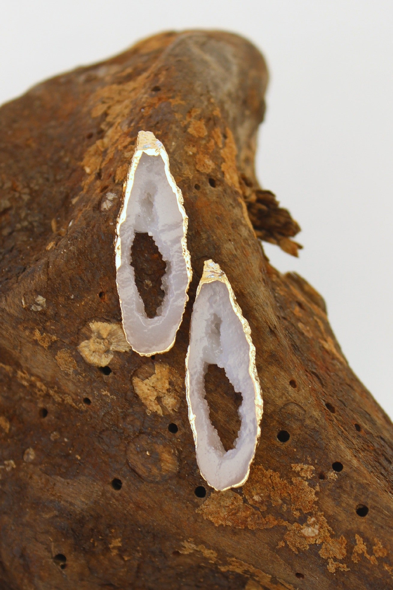 Druzy Oval Earrings, Lavender