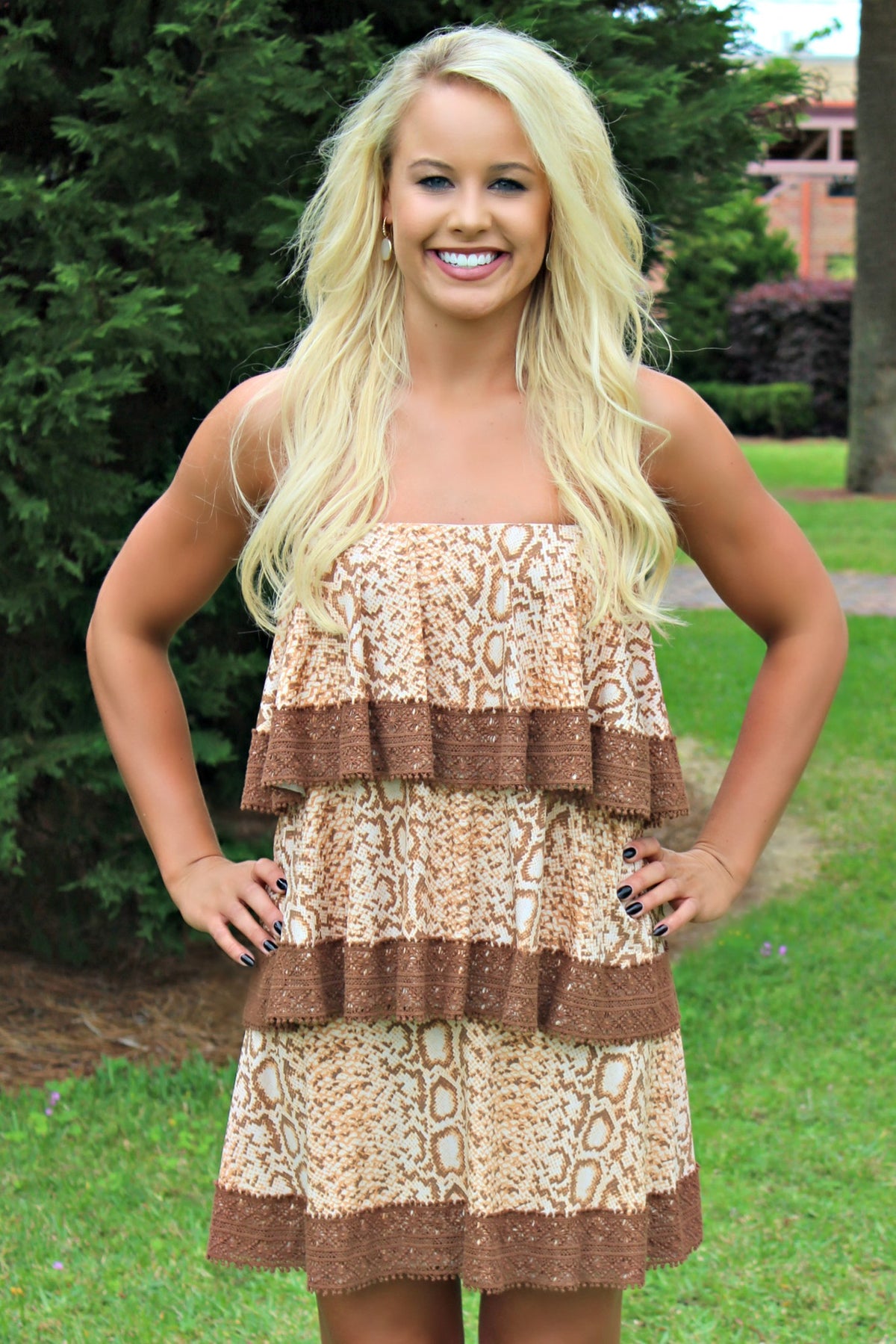 Judith March: Snake Skin Dress, Brown