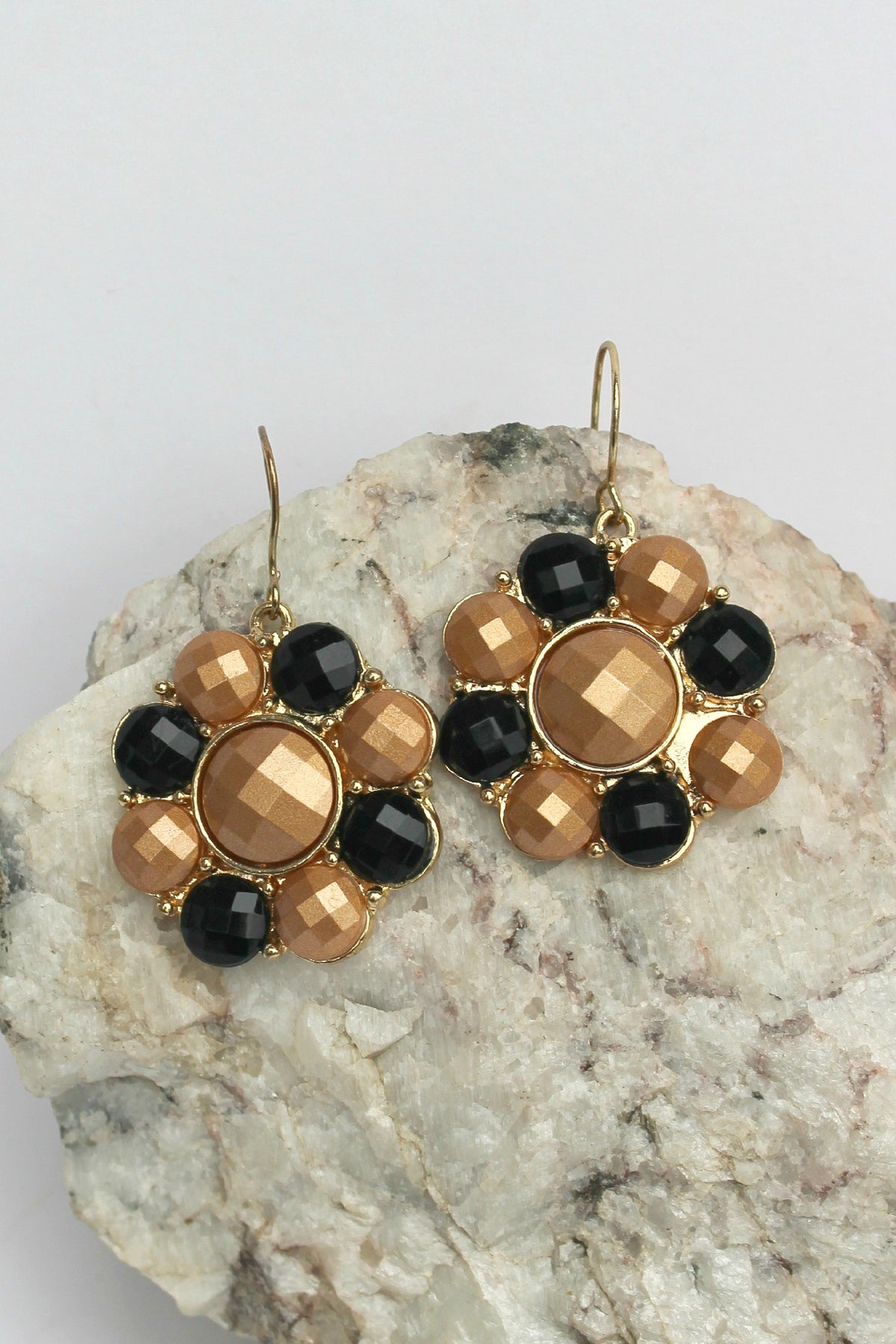 Double Round Earrings, Copper