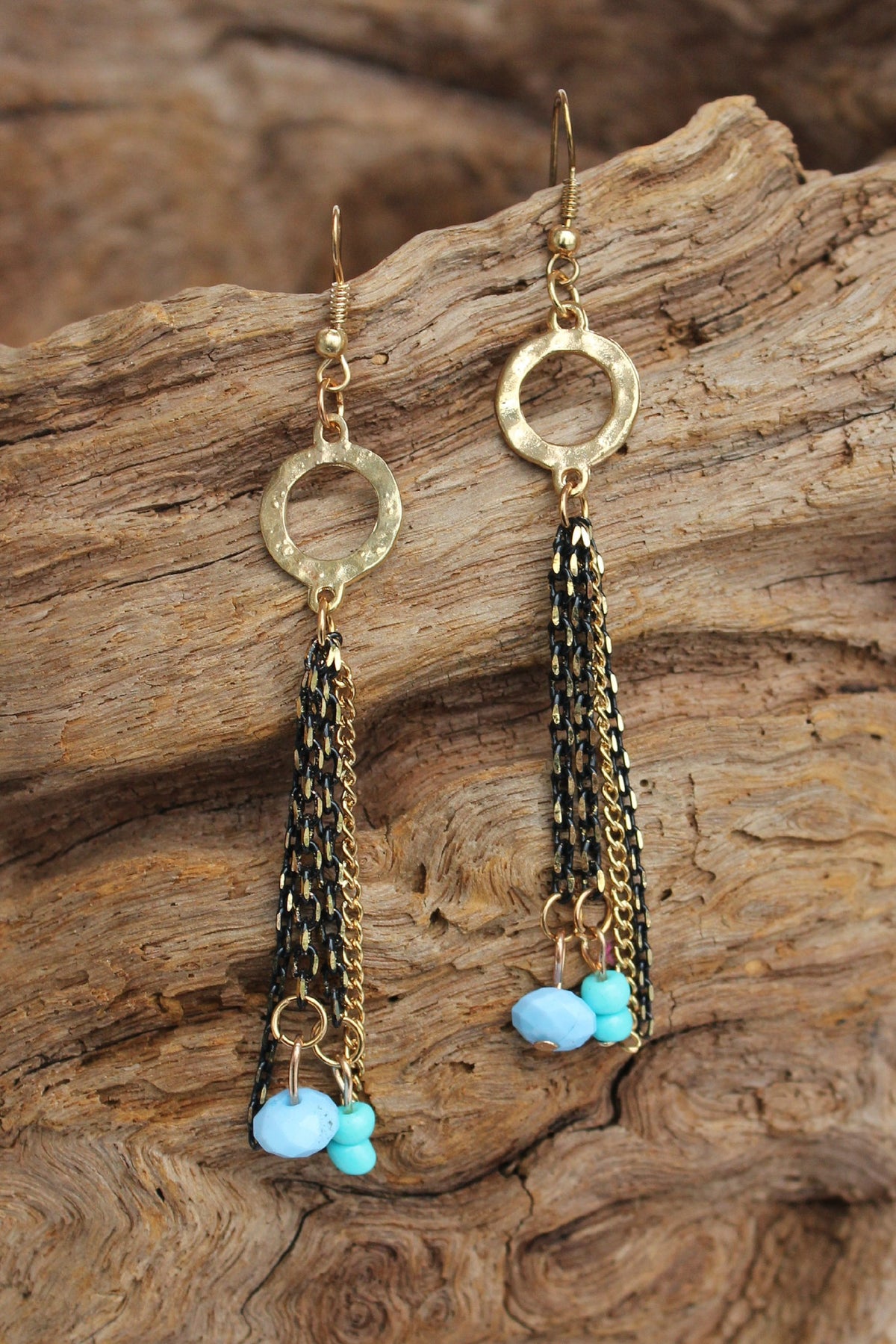 Ring and Tassel Earrings, Turquoise