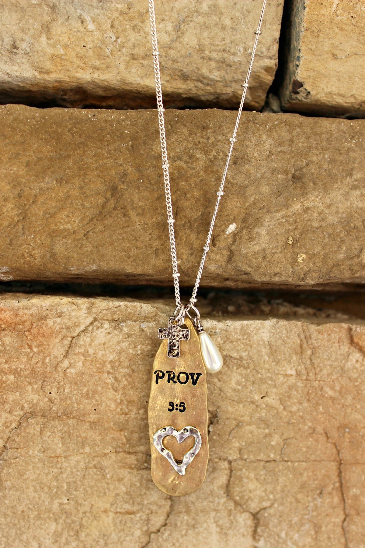 Proverbs 3:5 Necklace, Gold