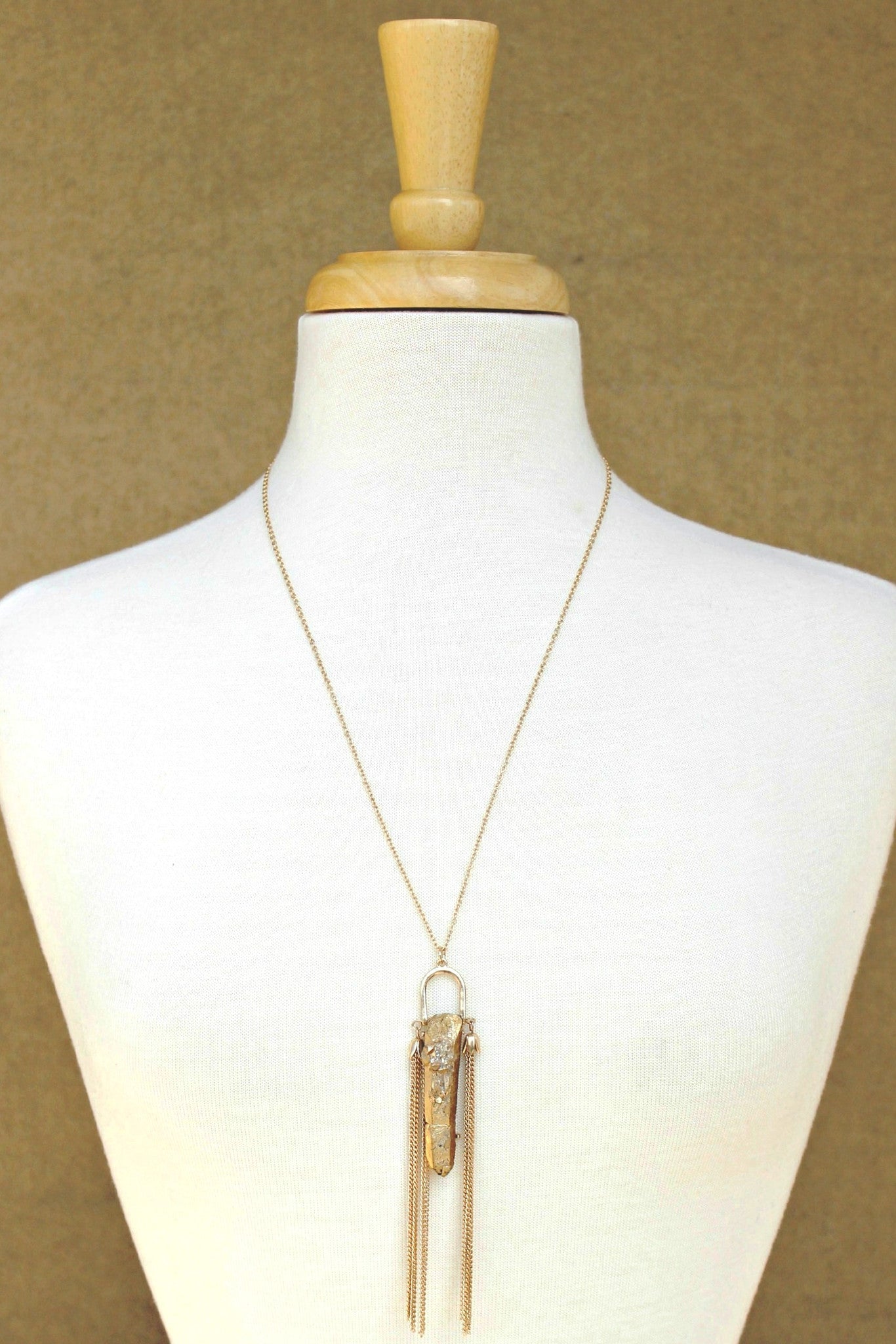 Druzy Necklace, Gold