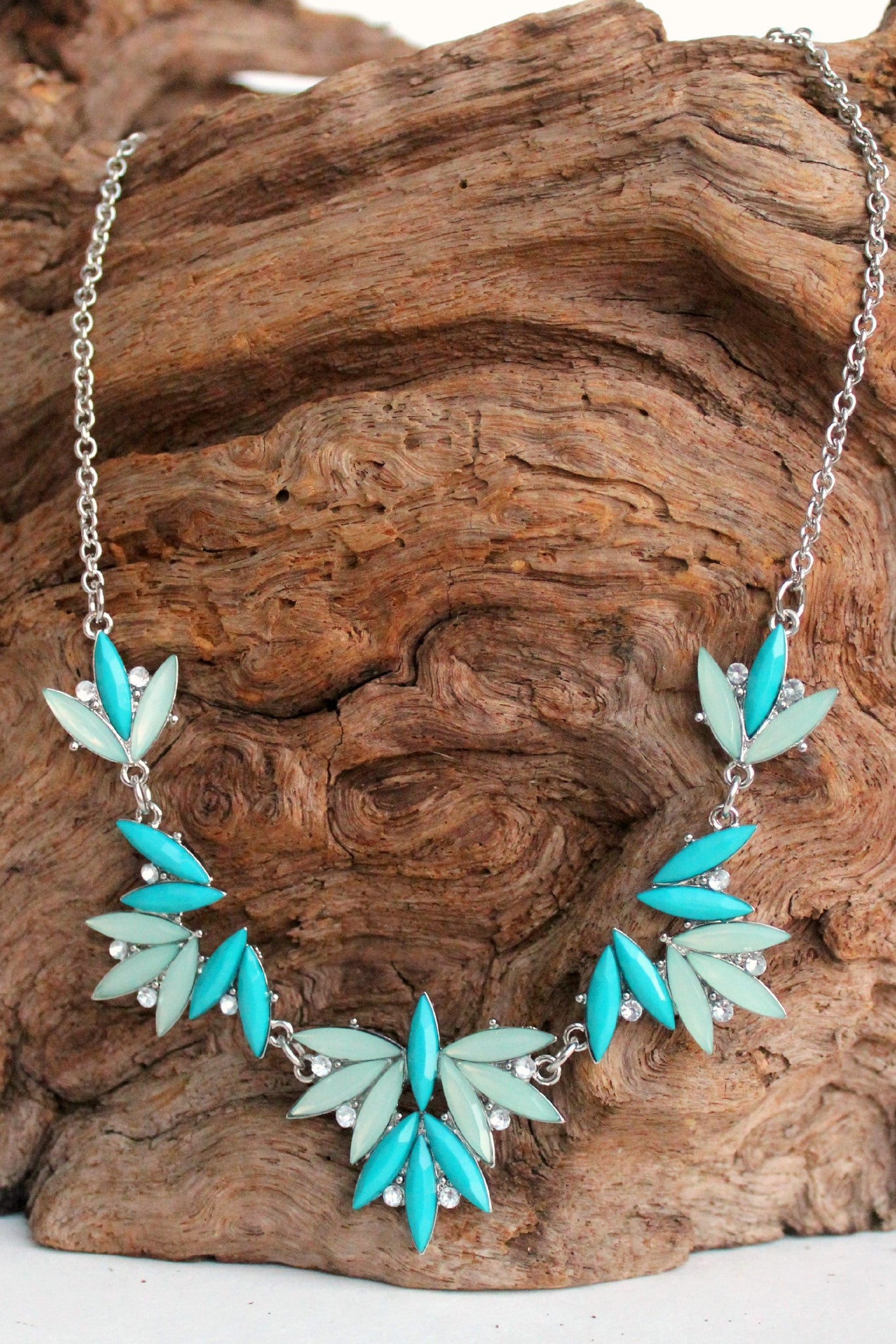 Marquise Beaded Necklace, Teal