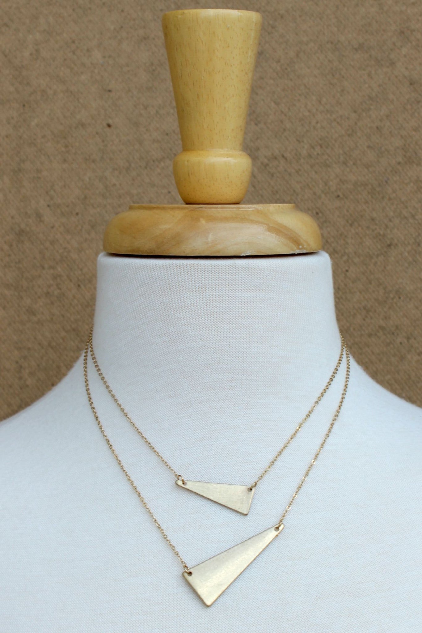 Double Offset Triangle Necklace, Gold