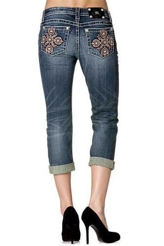 Miss Me: Sherri Boyfriend Capris, Dark Blue