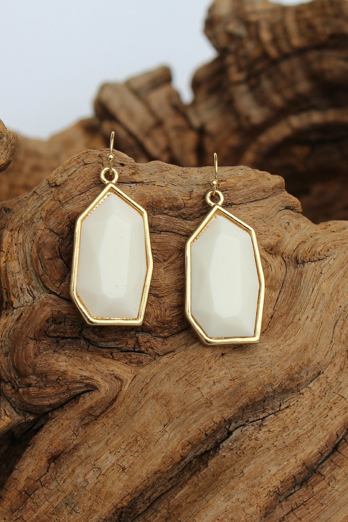 Geometric Earrings, White