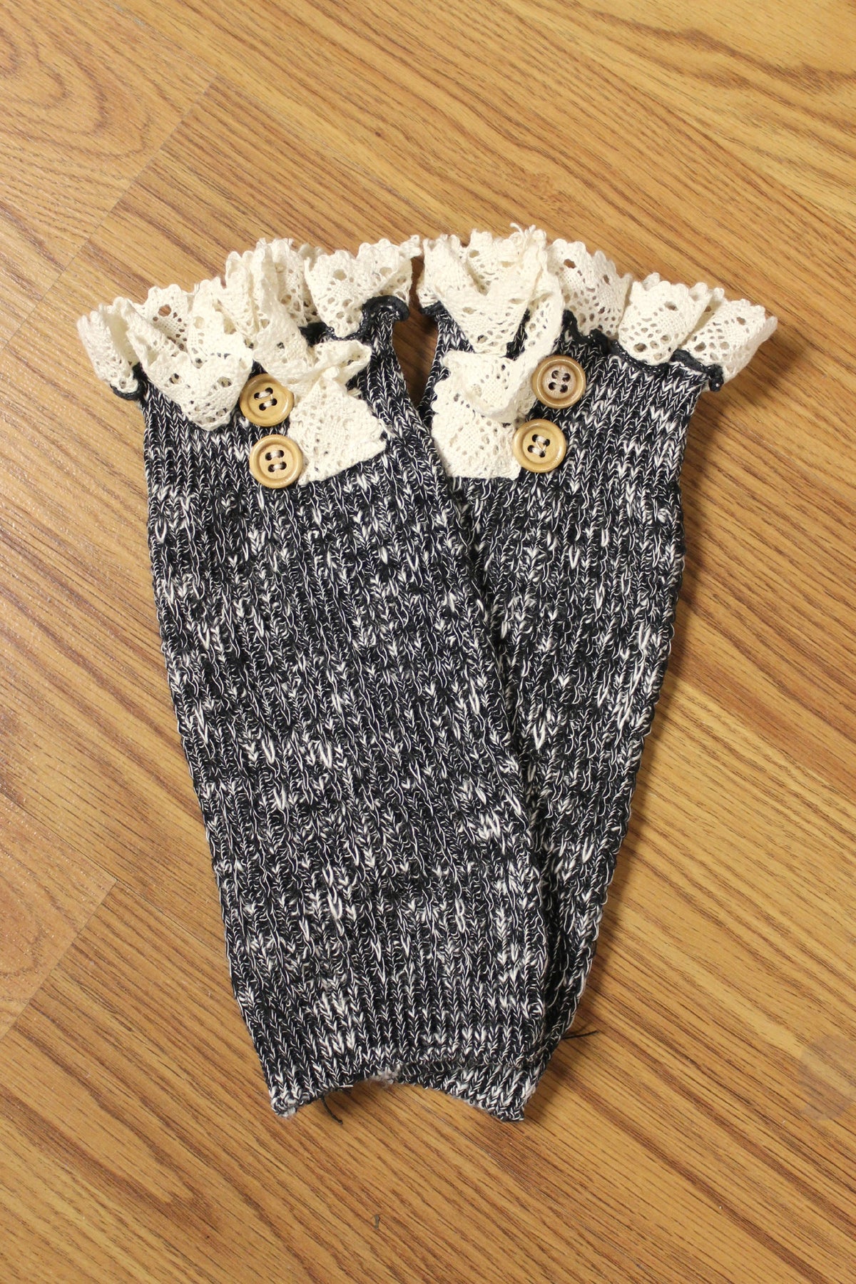 Lace Trim Boot Cuffs, Charcoal